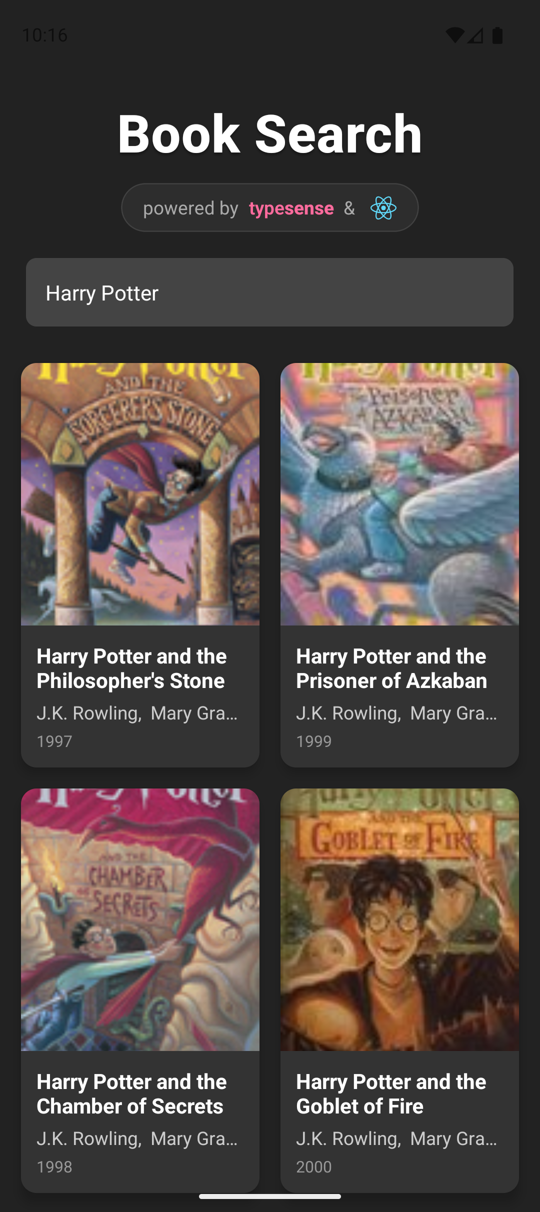 React Native Search Bar Final Output