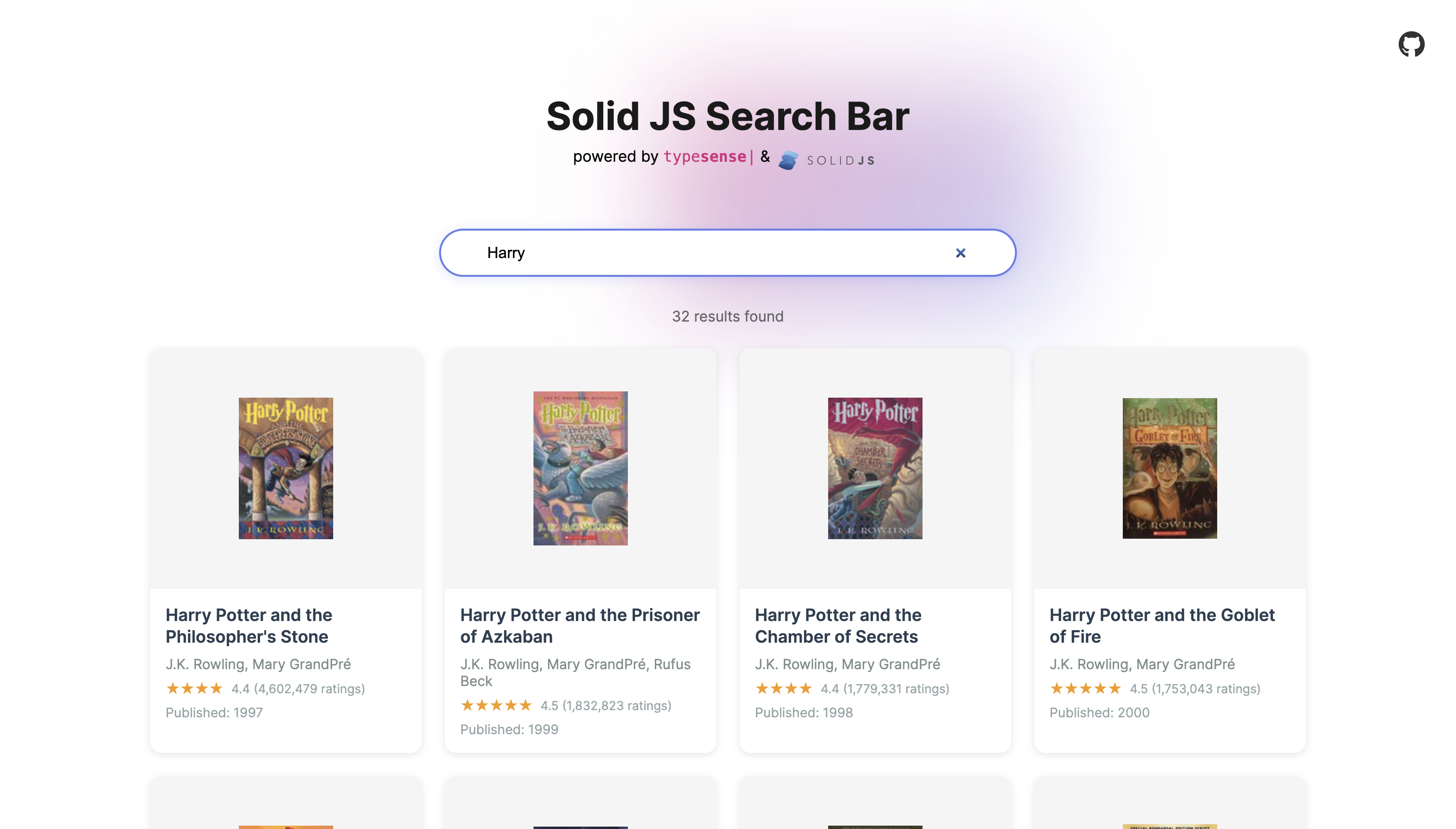 Solid.js Search Bar Final Output
