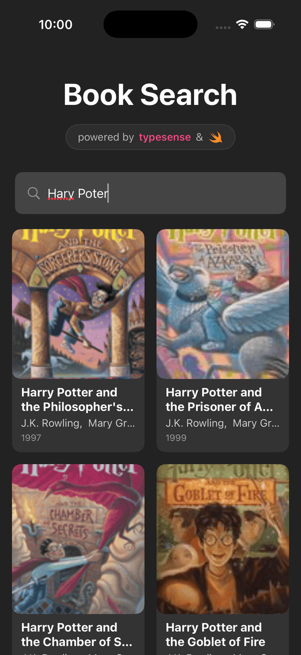 Swift Search Bar Final Output