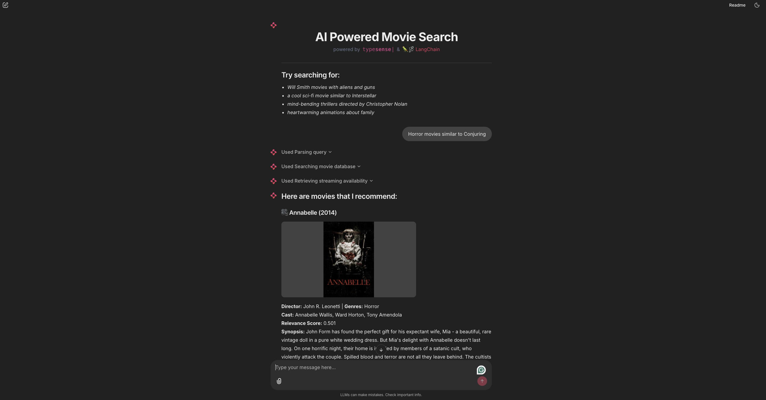 Langchain Movie Search Final Output