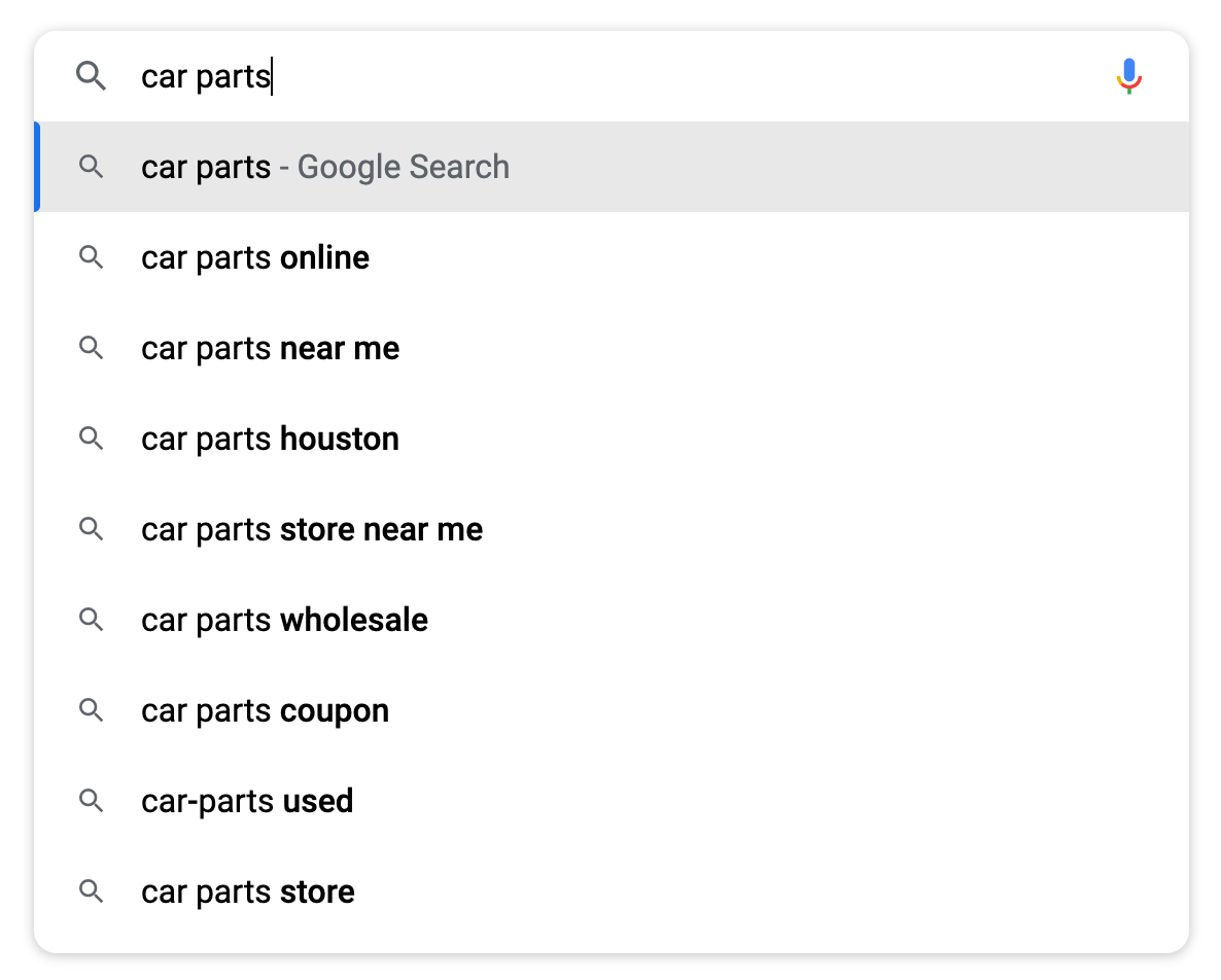 Search Suggestions on Google